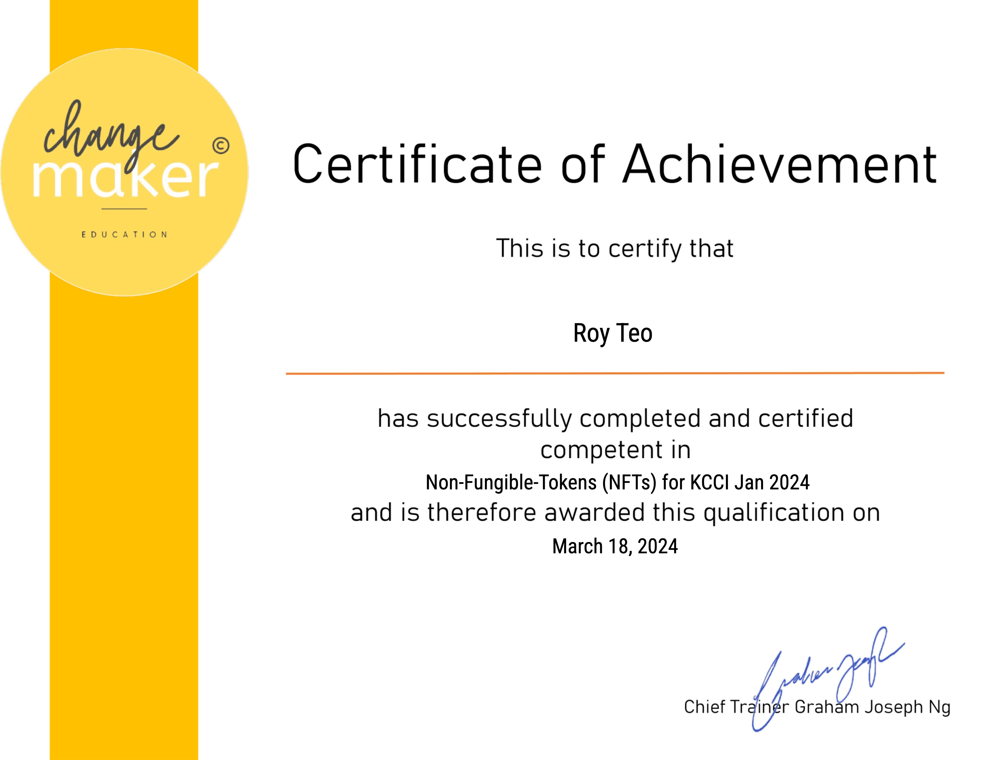 Non-Fungible-Tokens (NFTs) for KCCI Jan 2024